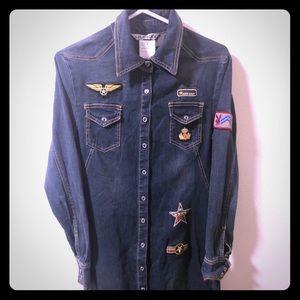 Vintage Playboy “Miss Army”  long denim jacket